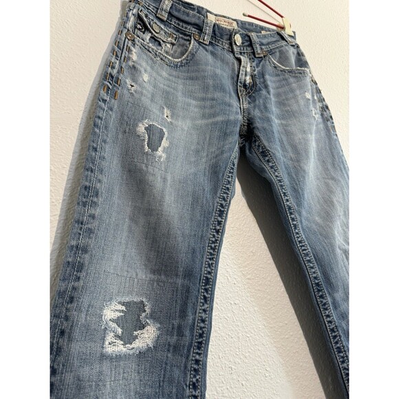 MEK Denim USA Jeans Easter Island Bootcut Men’s 30X34 Flap Pocket Distressed Y2K - Picture 9 of 16